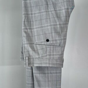 H&M Vintage Men Slim Fit Dark Grey Plaid Dress Pants 36x32